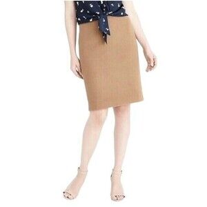 J. Crew The Pencil Skirt Women's Size 0 Wool Back Zipper Slit Beige Lined